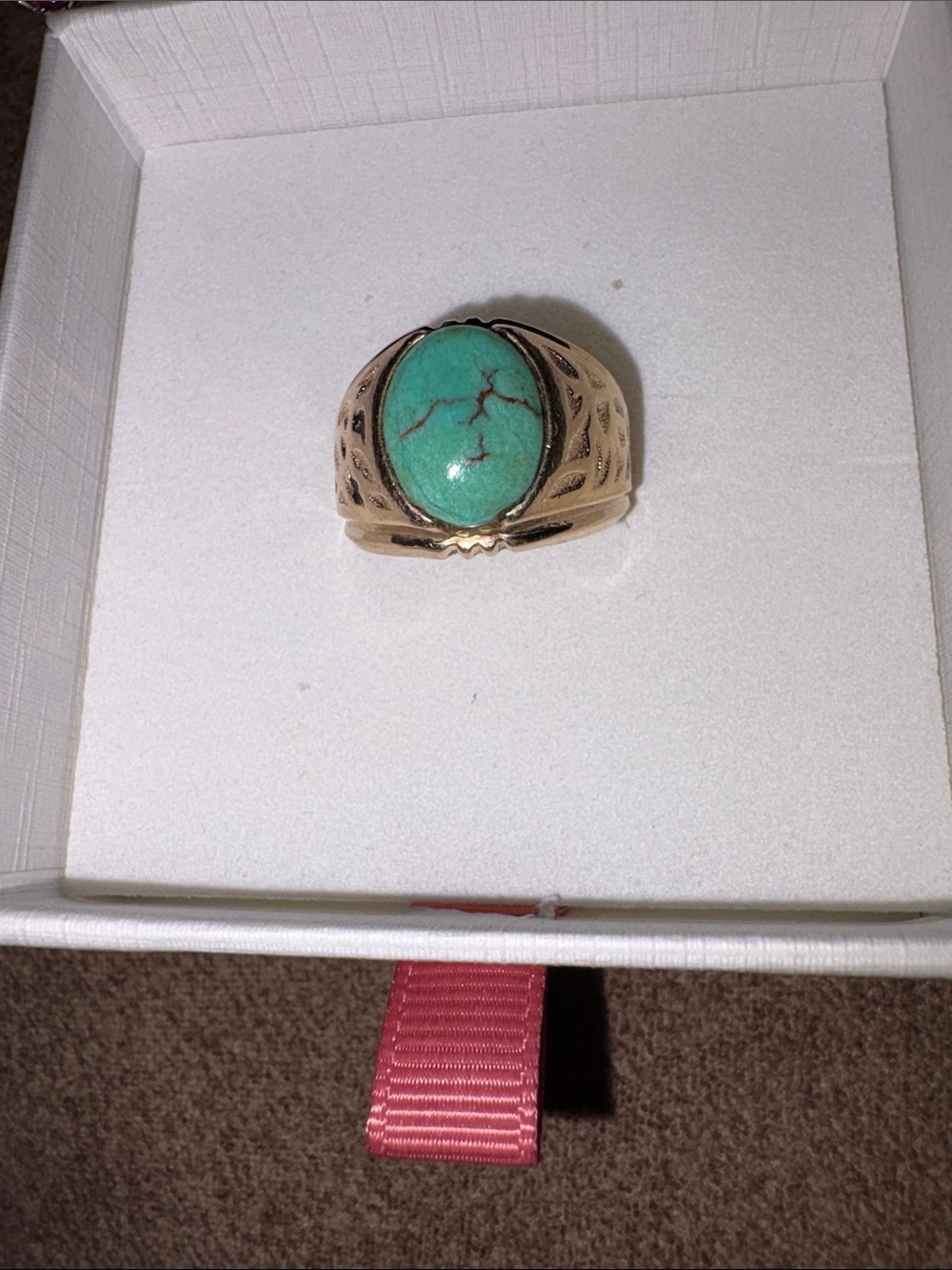 DKNY Gold Ring with Turquoise Stone